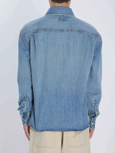 Jacquemus Simon Denim Shirt Featuring Back Yoke In Blue