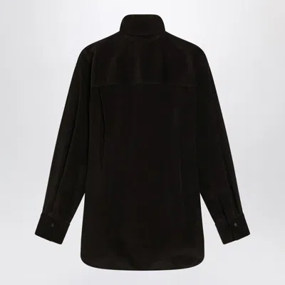 Ferragamo Brown Shirt In Ribbed Velvet In Black
