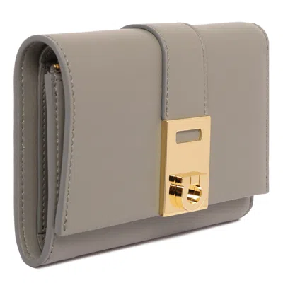 Ferragamo Ash Grey Calf Wallets In Gray