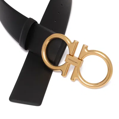 Ferragamo Black Calf Belts In Black