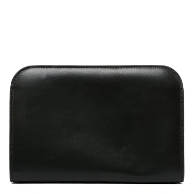 Ferragamo Rectangular Calf Leather Shoulder Bag In Black