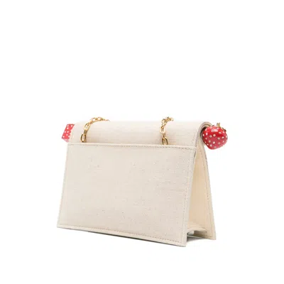Jacquemus Pochette Small Embellished Leather-trimmed Canvas Clutch In White
