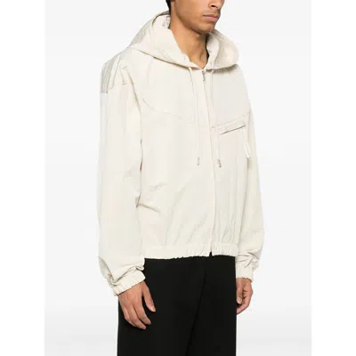 Jacquemus Hooded Drawstring Jacket Zip Pocket In White