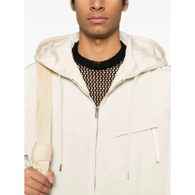 Jacquemus Hooded Drawstring Jacket Zip Pocket In White
