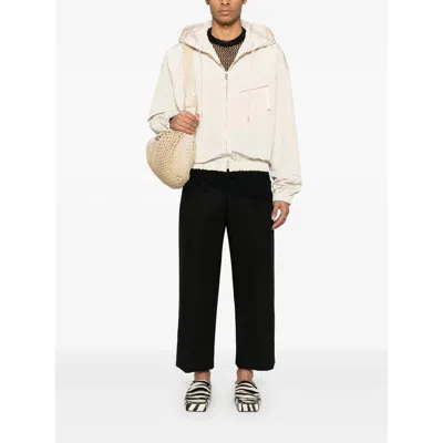 Jacquemus Hooded Drawstring Jacket Zip Pocket In White