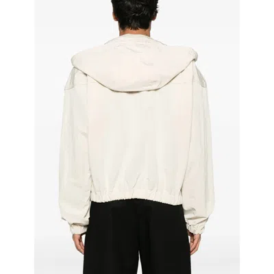Jacquemus Hooded Drawstring Jacket Zip Pocket In White