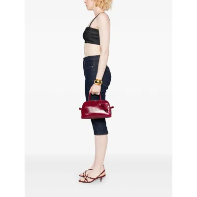 Jacquemus Vibrant Red Leather Handbag With Structured Silhouette In Burgundy