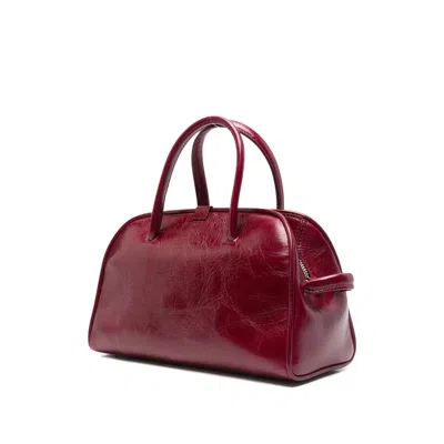 Jacquemus Vibrant Red Leather Handbag With Structured Silhouette In Burgundy