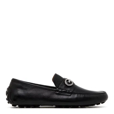 Ferragamo Buffalo And Calf Flat Shoes In Black