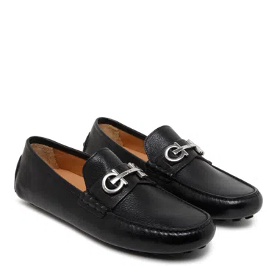 Ferragamo Buffalo And Calf Flat Shoes In Black