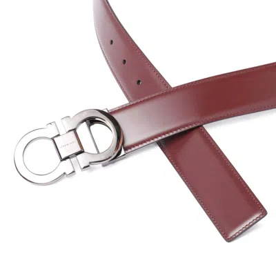 Ferragamo Cordovan Calf Belts In Burgundy