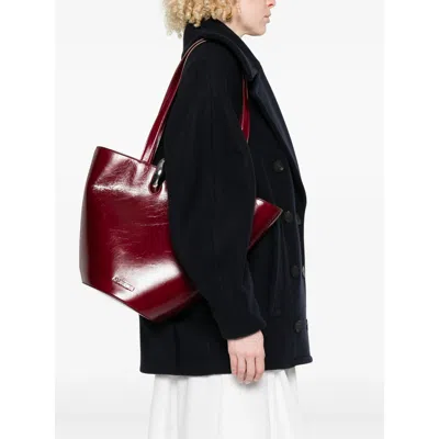 Jacquemus Women Burgundy The Medium Bambola Bucket Bag In Red