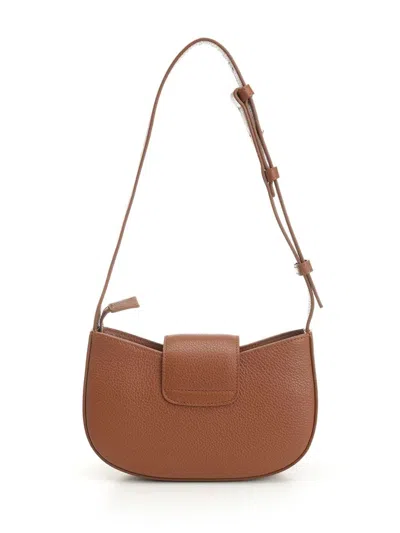 Ferragamo Adjustable Strap Textured Finish Shoulder Bag In Brown
