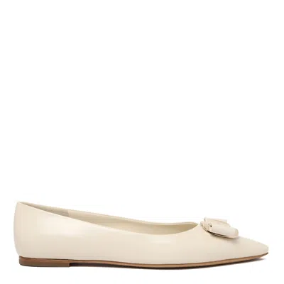 Ferragamo Zea Vara Bow Ballet Flats In Nappa Leather In Neutral
