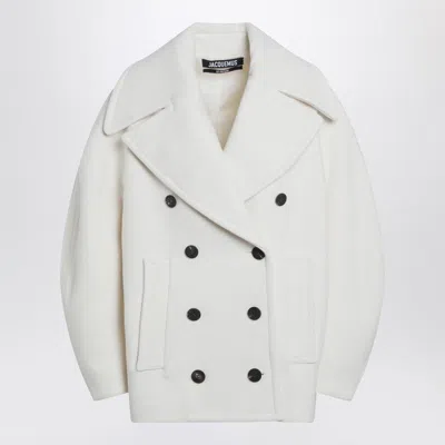 Jacquemus Double-breasted Virgin Wool Coat With Wide Lapel In White