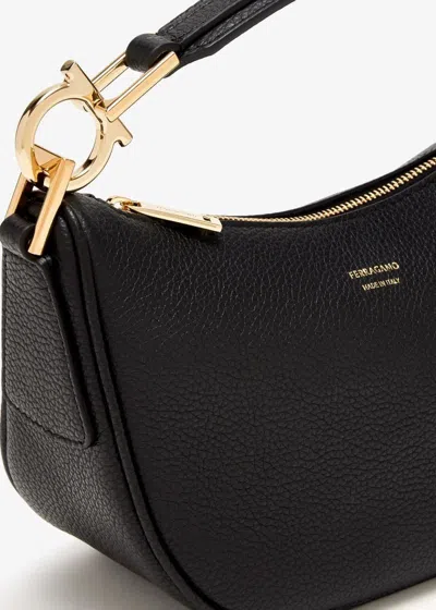 Ferragamo North-south Mini Hobo Bag In Black