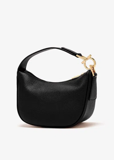 Ferragamo North-south Mini Hobo Bag In Black