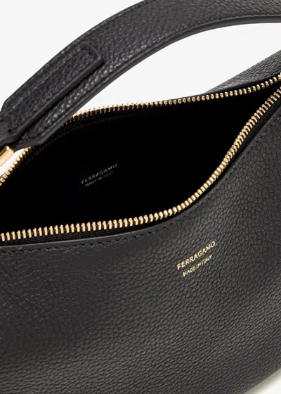 Ferragamo North-south Mini Hobo Bag In Black