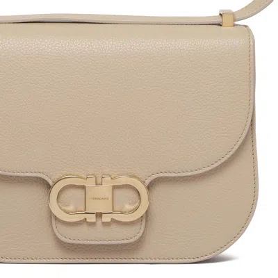 Ferragamo Stone Calf Lamb Bags In Neutral