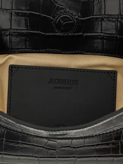 Jacquemus Le Calisson Crocodile-effect Leather Shoulder Bag In Black