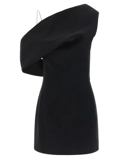 Jacquemus One Shoulder Mini Dress With Asymmetric Neckline In Black