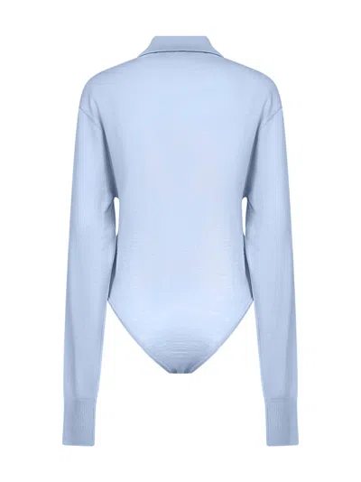Jacquemus Women Blue Wool Tordu Bodysuit In Blue