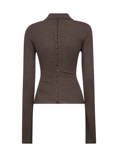 Jacquemus Women Brown The Merino Long-sleeve Polo Shirt In Multi