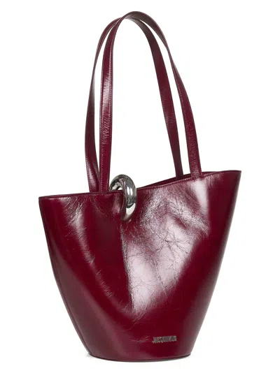 Jacquemus Women Burgundy The Medium Bambola Bucket Bag In Red