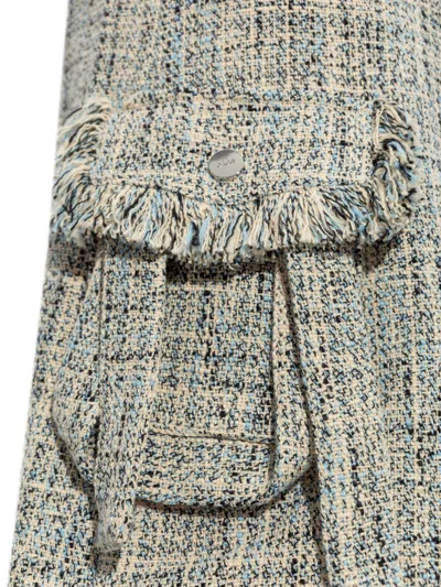 Ganni Belted Mini Tweed Skirt In Multi