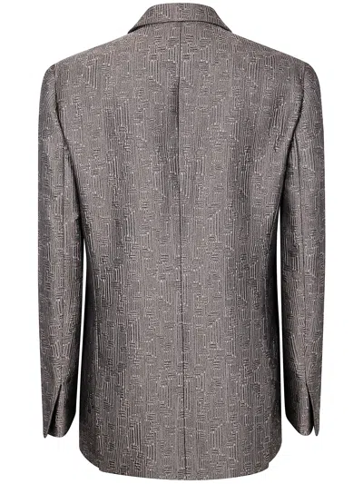 Giorgio Armani Brown Single-breasted Silk Jacket In Gray