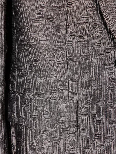 Giorgio Armani Brown Single-breasted Silk Jacket In Gray