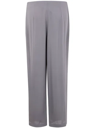 Giorgio Armani Pleated Silk Trousers In Gray