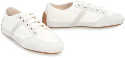 Givenchy White Silm Sneakers In Nylon And Suede In White