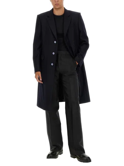 Givenchy Blue Virgin Wool Coats In Black