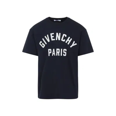 Givenchy Navy Short-sleeved T-shirt With Logo In Black