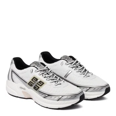 Givenchy White Silvery Polyester Sneakers In White