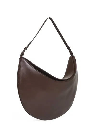 Jacquemus Le Calisso Rond Large Brown Shoulder Bag With Adjustable Strap And Embossed Logo In Leather Woman In Brown