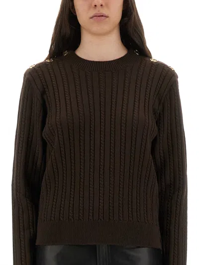 Golden Goose Wool Sweater With Button Detail In Green