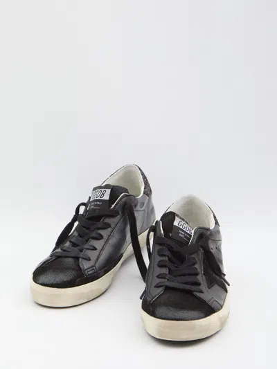 Golden Goose Super-star Black Low Trainer With Rhinestones In Black