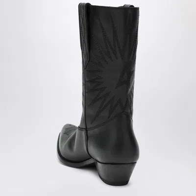 Golden Goose Wish Star Pointed Toe Western Boot In Black