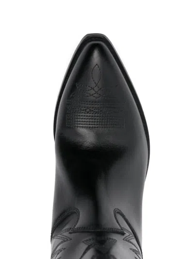 Golden Goose Wish Star Pointed Toe Western Boot In Black