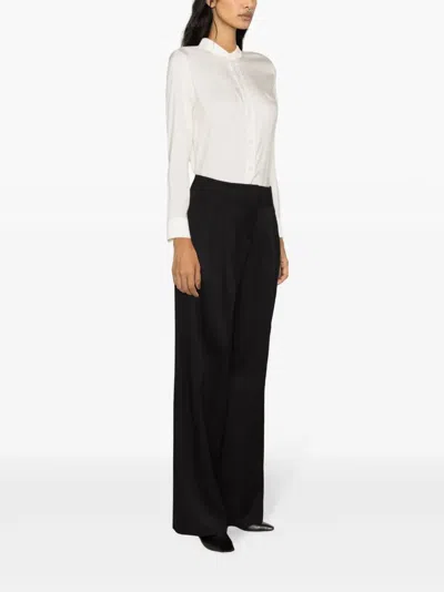 Golden Goose Wool Gabardine Wide Leg Trousers In Black
