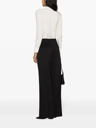 Golden Goose Wool Gabardine Wide Leg Trousers In Black
