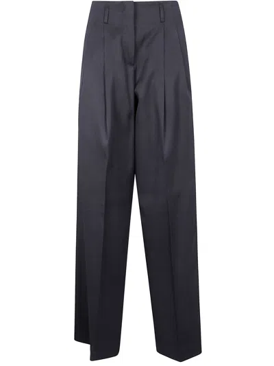 Golden Goose Wool Gabardine Wide Leg Trousers In Black