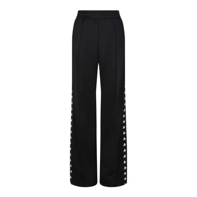Golden Goose Wide Leg Trousers Star Pattern In Black