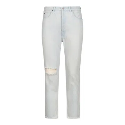Golden Goose Distressed Logo Patch Jeans In Blue