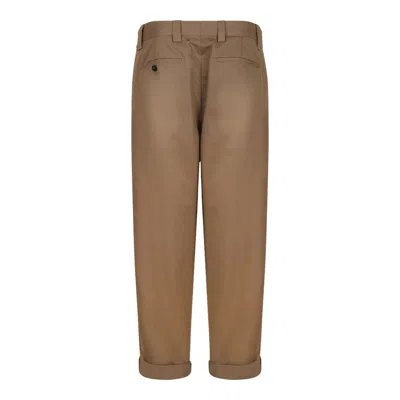 Golden Goose Khaki Beige Cotton Blend Trousers In Neutral