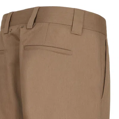 Golden Goose Khaki Beige Cotton Blend Trousers In Neutral