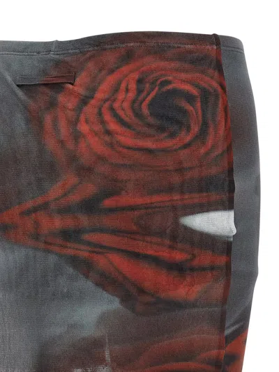 Jean Paul Gaultier The Red Blurry Roses Bermuda And Short Multicolor In Brown