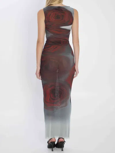 Jean Paul Gaultier Women Blurry Roses Maxi Dress In White